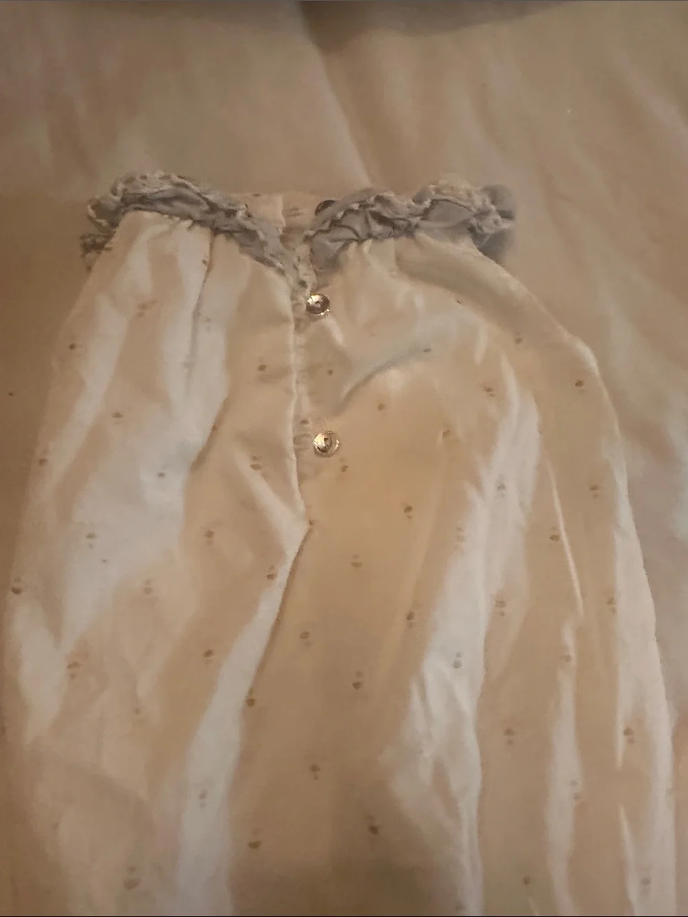 Maggie & Zoe Cream Quilted Baby Romper with Ruffle Trim
